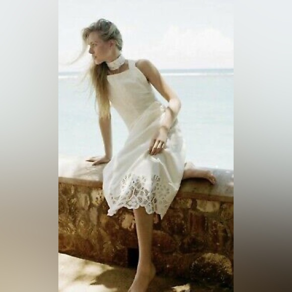 Zara white ivory linen lace maxi dress long backless summer knit limited edition - Picture 6 of 9